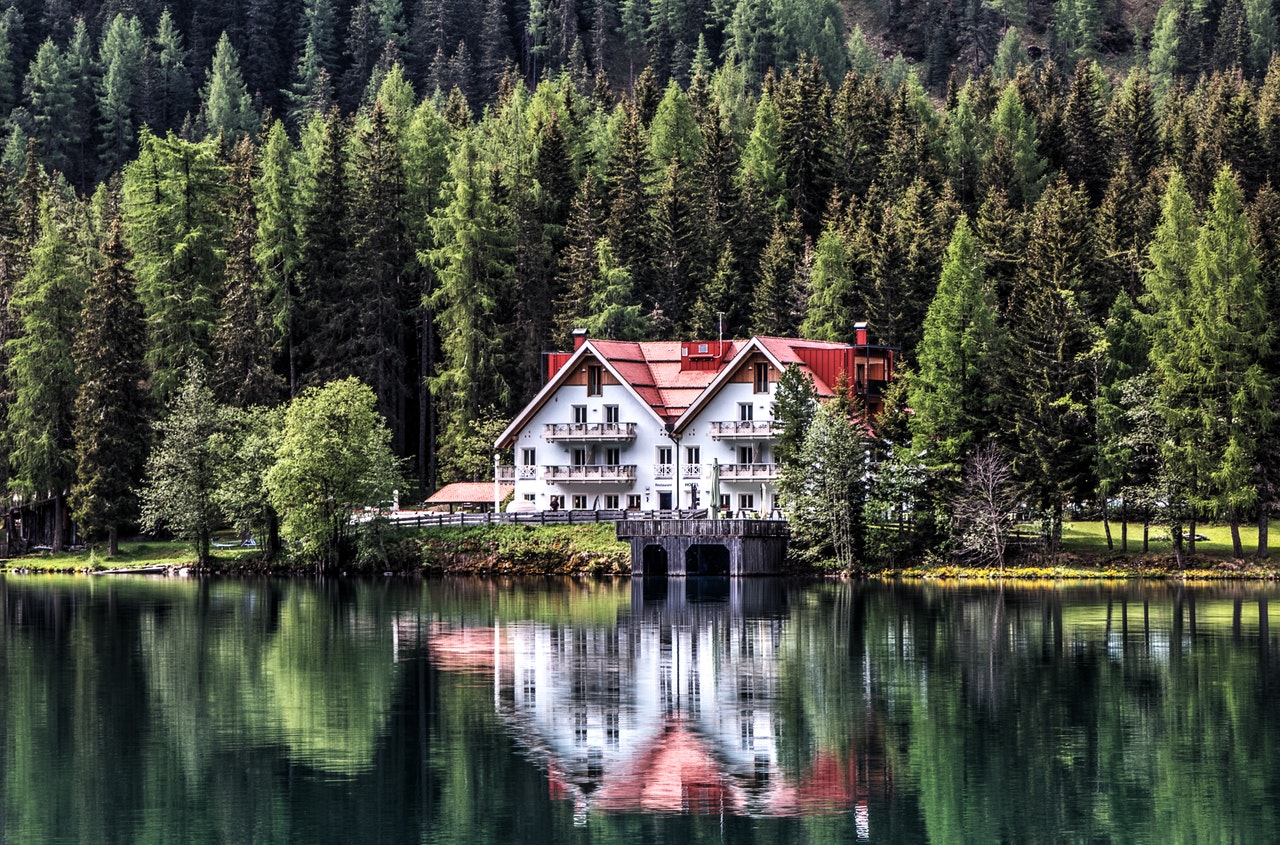 a big house by the lake