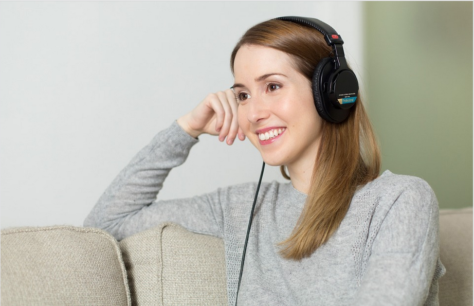 a lady enjoying music